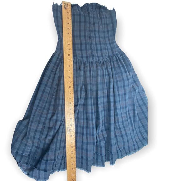 Anthropologie Maeve Gray Plaid Strapless Corset Dress size 0 - Picture 9 of 12